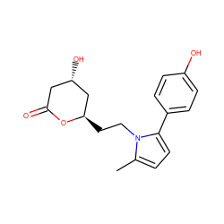 Cc1ccc(-c2ccc(O)cc2)n1CC[C@@H]1C[C@@H](O)CC(=O)O1 ZINC000026831868