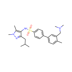 Cc1ccc(-c2ccc(S(=O)(=O)Nc3c(CC(C)C)nn(C)c3C)cc2)cc1CN(C)C ZINC000140262939