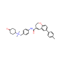 Cc1ccc(-c2ccc3c(c2)C=C(C(=O)Nc2ccc(C[N+](C)(C)C4CCC(=O)CC4)cc2)CCO3)cc1 ZINC000013808554