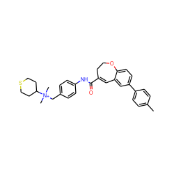 Cc1ccc(-c2ccc3c(c2)C=C(C(=O)Nc2ccc(C[N+](C)(C)C4CCSCC4)cc2)CCO3)cc1 ZINC000013808552