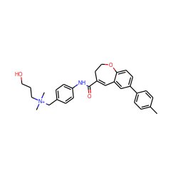 Cc1ccc(-c2ccc3c(c2)C=C(C(=O)Nc2ccc(C[N+](C)(C)CCCO)cc2)CCO3)cc1 ZINC000013808558