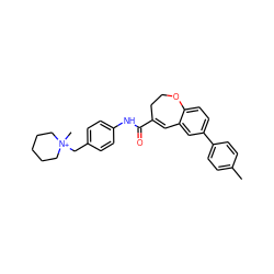 Cc1ccc(-c2ccc3c(c2)C=C(C(=O)Nc2ccc(C[N+]4(C)CCCCC4)cc2)CCO3)cc1 ZINC000013808548