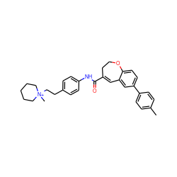 Cc1ccc(-c2ccc3c(c2)C=C(C(=O)Nc2ccc(CC[N+]4(C)CCCCC4)cc2)CCO3)cc1 ZINC000013808560