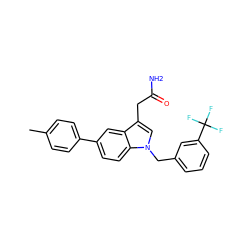 Cc1ccc(-c2ccc3c(c2)c(CC(N)=O)cn3Cc2cccc(C(F)(F)F)c2)cc1 ZINC000028888230