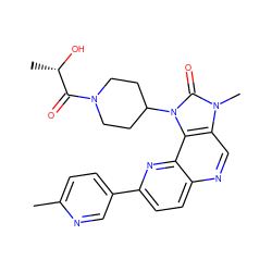 Cc1ccc(-c2ccc3ncc4c(c3n2)n(C2CCN(C(=O)[C@H](C)O)CC2)c(=O)n4C)cn1 ZINC000068245474