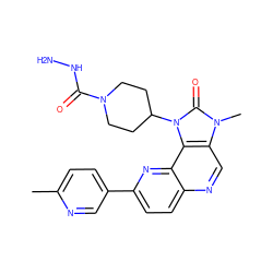 Cc1ccc(-c2ccc3ncc4c(c3n2)n(C2CCN(C(=O)NN)CC2)c(=O)n4C)cn1 ZINC000150176140