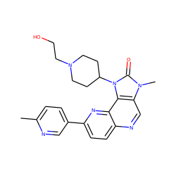 Cc1ccc(-c2ccc3ncc4c(c3n2)n(C2CCN(CCO)CC2)c(=O)n4C)cn1 ZINC000118526675