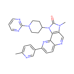 Cc1ccc(-c2ccc3ncc4c(c3n2)n(C2CCN(c3ncccn3)CC2)c(=O)n4C)cn1 ZINC000118540951