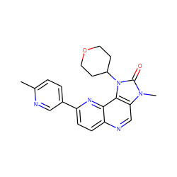 Cc1ccc(-c2ccc3ncc4c(c3n2)n(C2CCOCC2)c(=O)n4C)cn1 ZINC000118535082