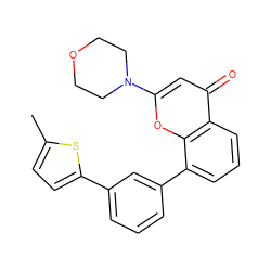 Cc1ccc(-c2cccc(-c3cccc4c(=O)cc(N5CCOCC5)oc34)c2)s1 ZINC000101172158