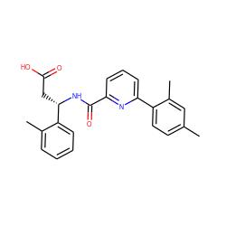 Cc1ccc(-c2cccc(C(=O)N[C@@H](CC(=O)O)c3ccccc3C)n2)c(C)c1 ZINC000261131156