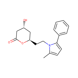 Cc1ccc(-c2ccccc2)n1CC[C@@H]1C[C@@H](O)CC(=O)O1 ZINC000026836779