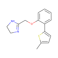 Cc1ccc(-c2ccccc2OCC2=NCCN2)s1 ZINC000013437857