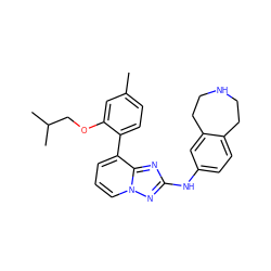 Cc1ccc(-c2cccn3nc(Nc4ccc5c(c4)CCNCC5)nc23)c(OCC(C)C)c1 ZINC000096169801