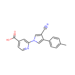 Cc1ccc(-c2cn(-c3cc(C(=O)O)ccn3)cc2C#N)cc1 ZINC000200843726