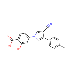 Cc1ccc(-c2cn(-c3ccc(C(=O)O)c(O)c3)cc2C#N)cc1 ZINC000200836834