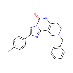 Cc1ccc(-c2cn3c(=O)[nH]c4c(c3n2)CN(Cc2ccccc2)CC4)cc1 ZINC000013492020