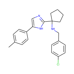 Cc1ccc(-c2cnc(C3(NCc4ccc(Cl)cc4)CCCC3)[nH]2)cc1 ZINC000473086103