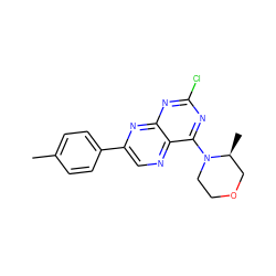 Cc1ccc(-c2cnc3c(N4CCOC[C@@H]4C)nc(Cl)nc3n2)cc1 ZINC000139699527