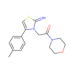 Cc1ccc(-c2csc(=N)n2CC(=O)N2CCOCC2)cc1 ZINC000101703919