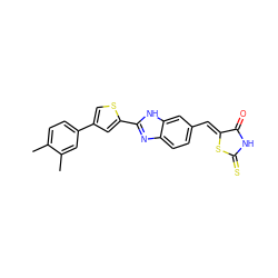 Cc1ccc(-c2csc(-c3nc4ccc(/C=C5\SC(=S)NC5=O)cc4[nH]3)c2)cc1C ZINC000028571822