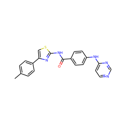 Cc1ccc(-c2csc(NC(=O)c3ccc(Nc4ccncn4)cc3)n2)cc1 ZINC000028952528