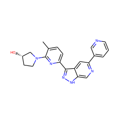 Cc1ccc(-c2n[nH]c3cnc(-c4cccnc4)cc23)nc1N1CC[C@H](O)C1 ZINC000205246955