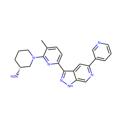 Cc1ccc(-c2n[nH]c3cnc(-c4cccnc4)cc23)nc1N1CCC[C@@H](N)C1 ZINC000205250746