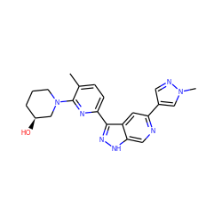 Cc1ccc(-c2n[nH]c3cnc(-c4cnn(C)c4)cc23)nc1N1CCC[C@H](O)C1 ZINC000205246748