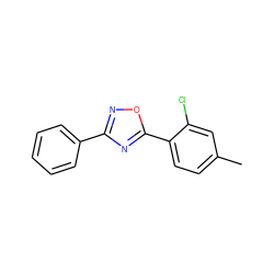 Cc1ccc(-c2nc(-c3ccccc3)no2)c(Cl)c1 ZINC000002489400