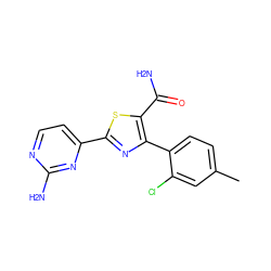 Cc1ccc(-c2nc(-c3ccnc(N)n3)sc2C(N)=O)c(Cl)c1 ZINC000169342590