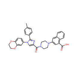 Cc1ccc(-c2nc(C(=O)N3CCN(c4cc(C(=O)O)c5ccccc5c4)CC3)cn2-c2ccc3c(c2)OCCO3)cc1 ZINC000044351189