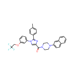 Cc1ccc(-c2nc(C(=O)N3CCN(c4ccc5ccccc5c4)CC3)cn2-c2cccc(OCC(F)(F)F)c2)cc1 ZINC000044351869