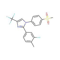 Cc1ccc(-c2nc(C(F)(F)F)cn2-c2ccc(S(C)(=O)=O)cc2)cc1F ZINC000013762130