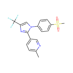 Cc1ccc(-c2nc(C(F)(F)F)cn2-c2ccc(S(C)(=O)=O)cc2)cn1 ZINC000013812816