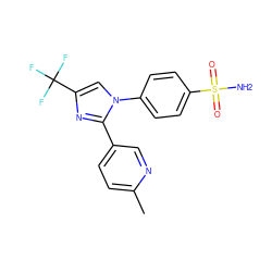 Cc1ccc(-c2nc(C(F)(F)F)cn2-c2ccc(S(N)(=O)=O)cc2)cn1 ZINC000000841380