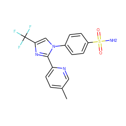 Cc1ccc(-c2nc(C(F)(F)F)cn2-c2ccc(S(N)(=O)=O)cc2)nc1 ZINC000003814625