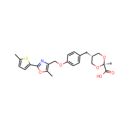 Cc1ccc(-c2nc(COc3ccc(C[C@H]4CO[C@](C)(C(=O)O)OC4)cc3)c(C)o2)s1 ZINC000139798919