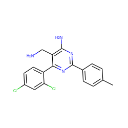 Cc1ccc(-c2nc(N)c(CN)c(-c3ccc(Cl)cc3Cl)n2)cc1 ZINC000014948338