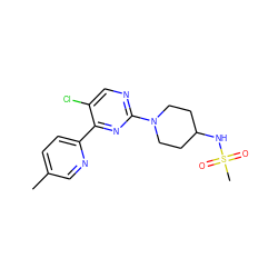 Cc1ccc(-c2nc(N3CCC(NS(C)(=O)=O)CC3)ncc2Cl)nc1 ZINC000167888694