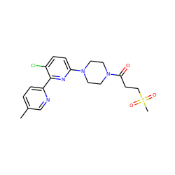 Cc1ccc(-c2nc(N3CCN(C(=O)CCS(C)(=O)=O)CC3)ccc2Cl)nc1 ZINC000166317984