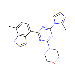 Cc1ccc(-c2nc(N3CCOCC3)nc(-n3ccnc3C)n2)c2cc[nH]c12 ZINC000073224568