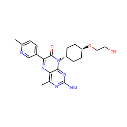 Cc1ccc(-c2nc3c(C)nc(N)nc3n([C@H]3CC[C@H](OCCO)CC3)c2=O)cn1 ZINC000253951123