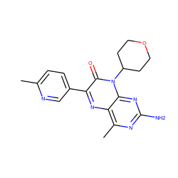 Cc1ccc(-c2nc3c(C)nc(N)nc3n(C3CCOCC3)c2=O)cn1 ZINC000064539400