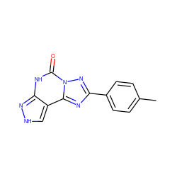 Cc1ccc(-c2nc3c4c[nH]nc4[nH]c(=O)n3n2)cc1 ZINC001772585887