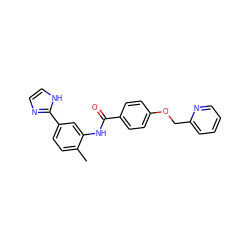 Cc1ccc(-c2ncc[nH]2)cc1NC(=O)c1ccc(OCc2ccccn2)cc1 ZINC000059223284