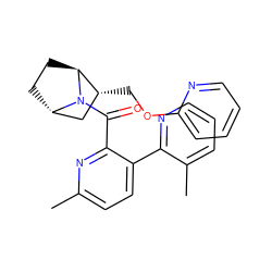 Cc1ccc(-c2ncccc2C)c(C(=O)N2[C@H]3CC[C@H]2[C@H](COc2ccccn2)C3)n1 ZINC000226052383