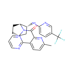 Cc1ccc(-c2ncccn2)c(C(=O)N2[C@H]3CC[C@H]2[C@H](Nc2ccc(C(F)(F)F)cn2)C3)n1 ZINC000221040880