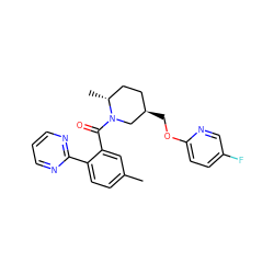 Cc1ccc(-c2ncccn2)c(C(=O)N2C[C@H](COc3ccc(F)cn3)CC[C@H]2C)c1 ZINC000043201232