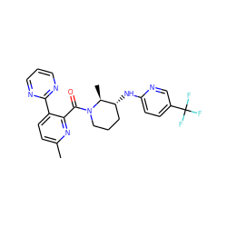 Cc1ccc(-c2ncccn2)c(C(=O)N2CCC[C@@H](Nc3ccc(C(F)(F)F)cn3)[C@@H]2C)n1 ZINC000218440116